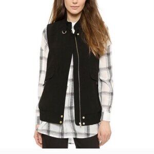 Club Monaco Black Elycia Vest Jacket Women's Size Small Full Zipper Elastic Hem
